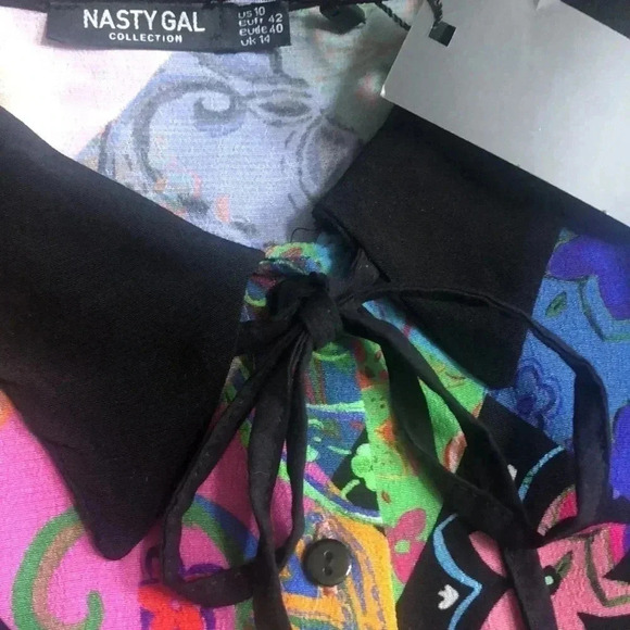 Nasty Gal Paisley Patch Printed Skater Dress Sz 10 New with tags - Picture 5 of 11